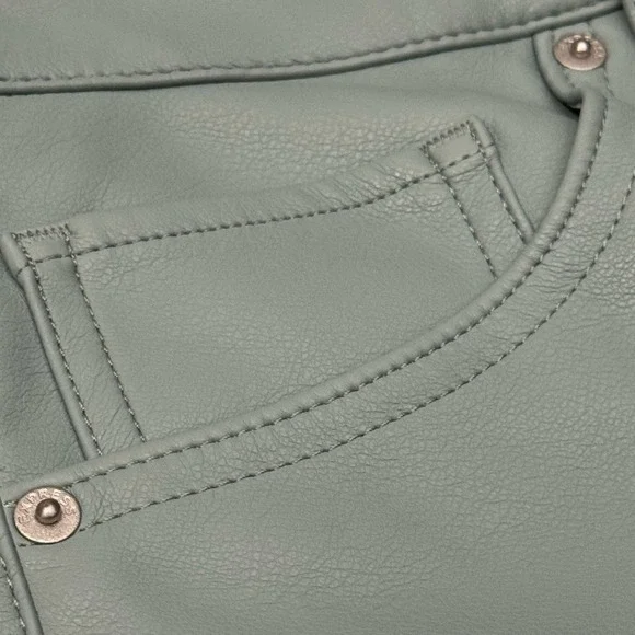 Express Mint Faux Leather Pants Wide‎ Leg High Rise Size 8 - Picture 4 of 9